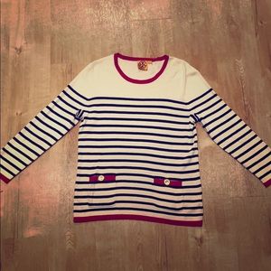 Tory Burch striped silk and cashmere pullover